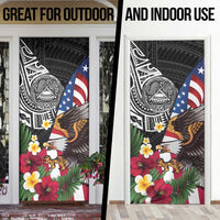 United States and American Samoa Door Cover USA Flag Eagle With Seal Tropical Flowers