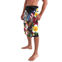 United States and American Samoa Lavalava USA Flag Eagle With Seal Tropical Flowers LT14 - Polynesian Pride