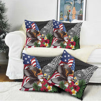 United States and American Samoa Pillow Cover USA Flag Eagle With Seal Tropical Flowers