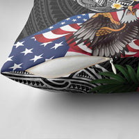 United States and American Samoa Pillow Cover USA Flag Eagle With Seal Tropical Flowers