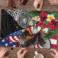 United States and American Samoa Puzzle USA Flag Eagle With Seal Tropical Flowers