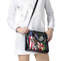 United States and American Samoa Shoulder Handbag USA Flag Eagle With Seal Tropical Flowers