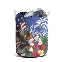 United States and Northern Mariana Islands Laundry Basket USA Flag Eagle CNMI Latte Stone Tropical Flowers