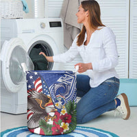 United States and Northern Mariana Islands Laundry Basket USA Flag Eagle CNMI Latte Stone Tropical Flowers