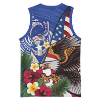 United States and Northern Mariana Islands Basketball Jersey USA Flag Eagle CNMI Latte Stone Tropical Flowers