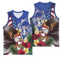 United States and Northern Mariana Islands Basketball Jersey USA Flag Eagle CNMI Latte Stone Tropical Flowers