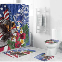 United States and Northern Mariana Islands Bathroom Set USA Flag Eagle CNMI Latte Stone Tropical Flowers