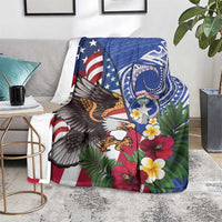 United States and Northern Mariana Islands Blanket USA Flag Eagle CNMI Latte Stone Tropical Flowers