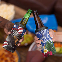 United States and Northern Mariana Islands 4 in 1 Can Cooler Tumbler USA Flag Eagle CNMI Latte Stone Tropical Flowers