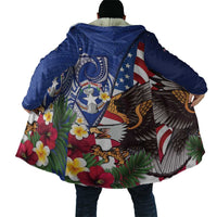 United States and Northern Mariana Islands Cloak USA Flag Eagle CNMI Latte Stone Tropical Flowers