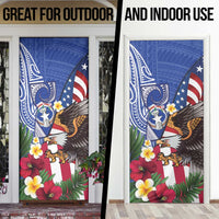 United States and Northern Mariana Islands Door Cover USA Flag Eagle CNMI Latte Stone Tropical Flowers