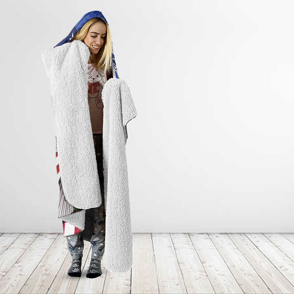 United States and Northern Mariana Islands Hooded Blanket USA Flag Eagle CNMI Latte Stone Tropical Flowers