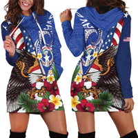 United States and Northern Mariana Islands Hoodie Dress USA Flag Eagle CNMI Latte Stone Tropical Flowers