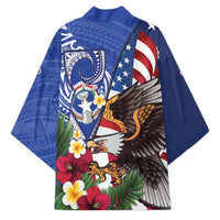 United States and Northern Mariana Islands Kimono USA Flag Eagle CNMI Latte Stone Tropical Flowers LT14 - Polynesian Pride