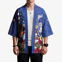 United States and Northern Mariana Islands Kimono USA Flag Eagle CNMI Latte Stone Tropical Flowers LT14 - Polynesian Pride