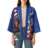 United States and Northern Mariana Islands Kimono USA Flag Eagle CNMI Latte Stone Tropical Flowers LT14 - Polynesian Pride