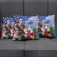 United States and Northern Mariana Islands Pillow Cover USA Flag Eagle CNMI Latte Stone Tropical Flowers
