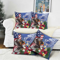 United States and Northern Mariana Islands Pillow Cover USA Flag Eagle CNMI Latte Stone Tropical Flowers