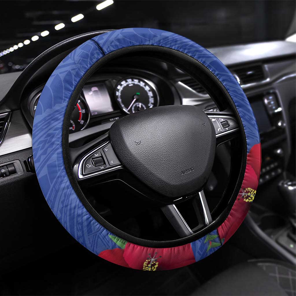 United States and Northern Mariana Islands Steering Wheel Cover USA Flag Eagle CNMI Latte Stone Tropical Flowers