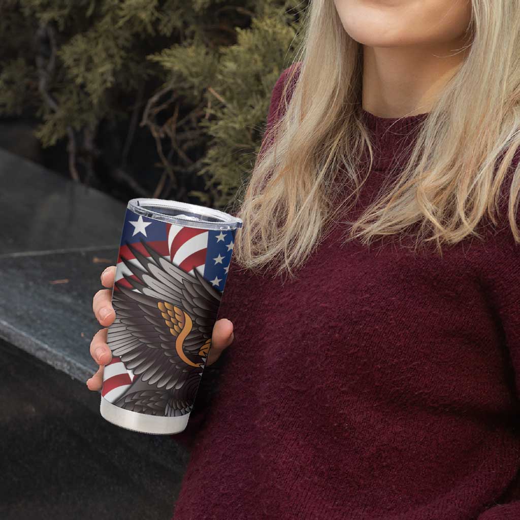 United States and Northern Mariana Islands Tumbler Cup USA Flag Eagle CNMI Latte Stone Tropical Flowers
