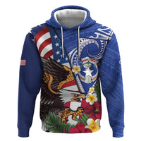 United States and Northern Mariana Islands Zip Hoodie USA Flag Eagle CNMI Latte Stone Tropical Flowers