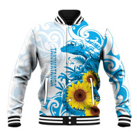 New Zealand Autism Awareness Month Baseball Jacket Takiwatanga Maori Lizard With Sunflower