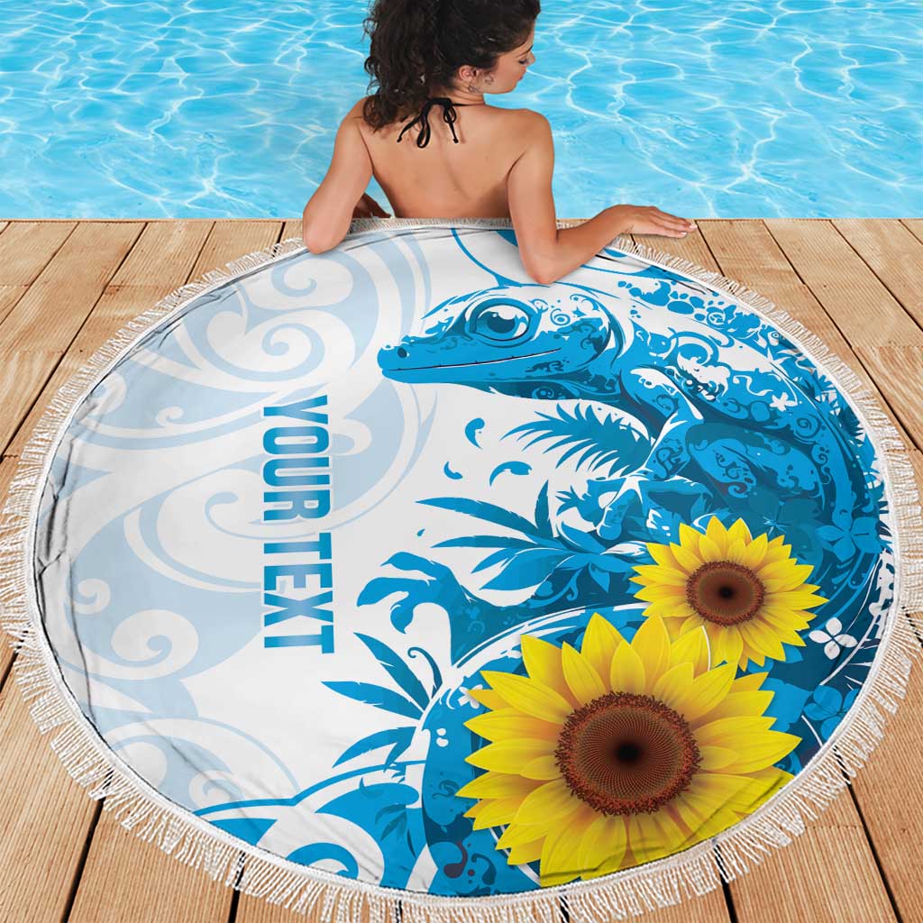 New Zealand Autism Awareness Month Beach Blanket Takiwatanga Maori Lizard With Sunflower