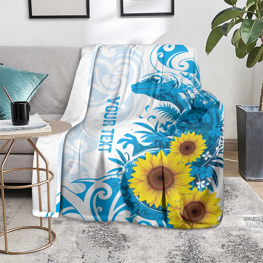 New Zealand Autism Awareness Month Blanket Takiwatanga Maori Lizard With Sunflower