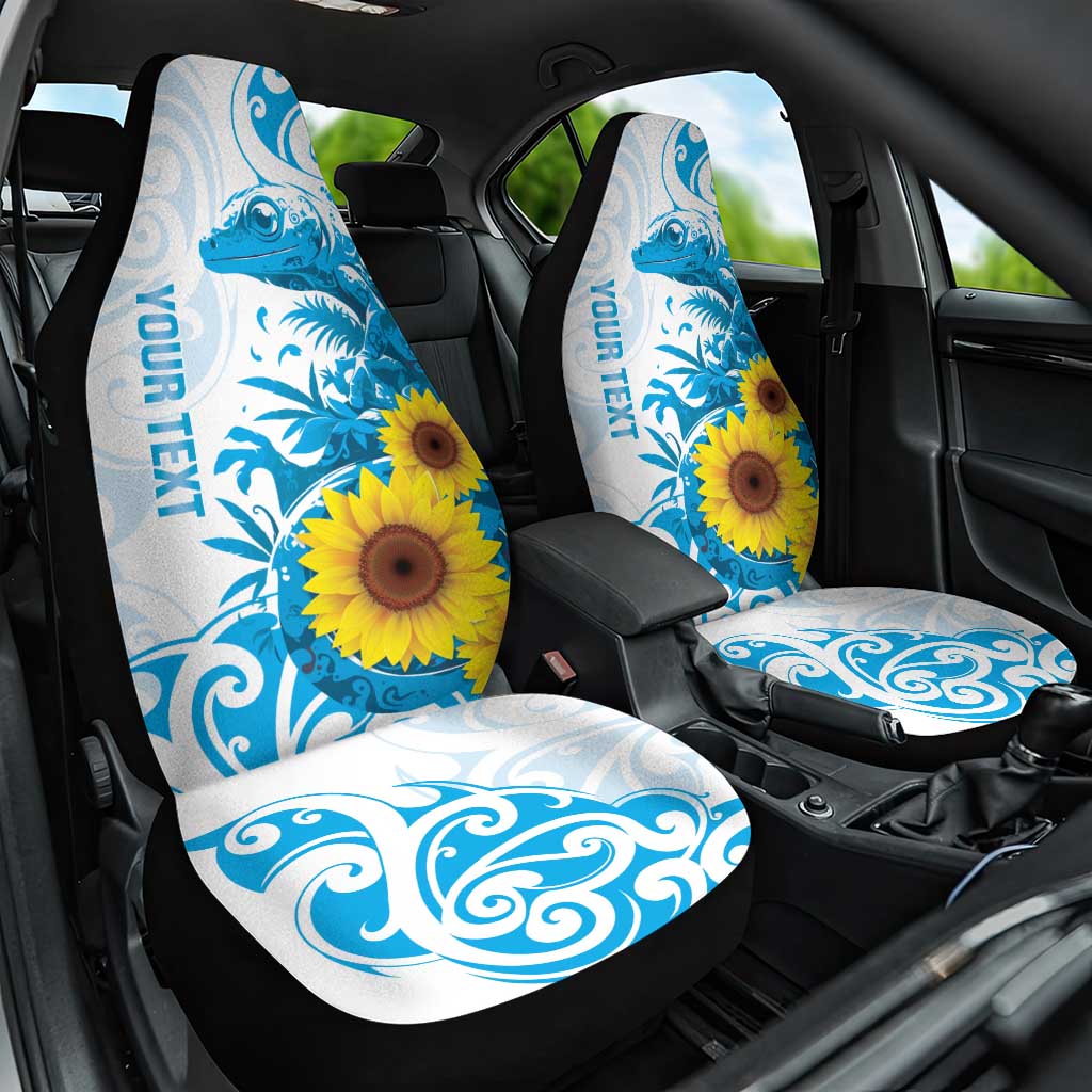 New Zealand Autism Awareness Month Car Seat Cover Takiwatanga Maori Lizard With Sunflower