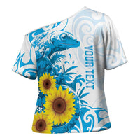 New Zealand Autism Awareness Month Cross Shoulder Shirt Takiwatanga Maori Lizard With Sunflower - Polynesian Pride