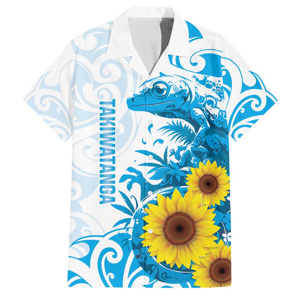 New Zealand Autism Awareness Month Family Matching Puletasi and Hawaiian Shirt Takiwatanga Maori Lizard With Sunflower