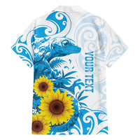 New Zealand Autism Awareness Month Family Matching Puletasi and Hawaiian Shirt Takiwatanga Maori Lizard With Sunflower