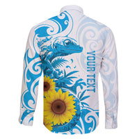 New Zealand Autism Awareness Month Family Matching Puletasi and Hawaiian Shirt Takiwatanga Maori Lizard With Sunflower