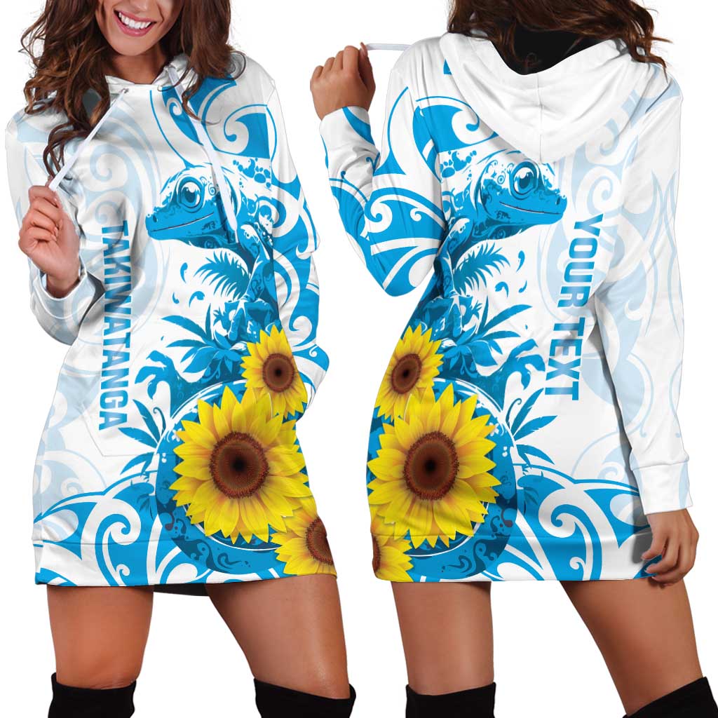 New Zealand Autism Awareness Month Hoodie Dress Takiwatanga Maori Lizard With Sunflower