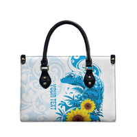 New Zealand Autism Awareness Month Leather Bag Takiwatanga Maori Lizard With Sunflower - Polynesian Pride