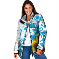 New Zealand Autism Awareness Month Padded Jacket Takiwatanga Maori Lizard With Sunflower - Polynesian Pride