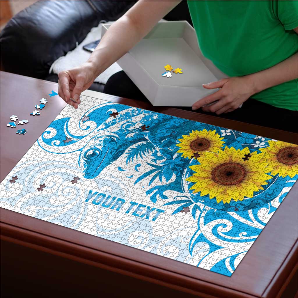 New Zealand Autism Awareness Month Puzzle Takiwatanga Maori Lizard With Sunflower - Polynesian Pride