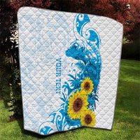 New Zealand Autism Awareness Month Quilt Takiwatanga Maori Lizard With Sunflower