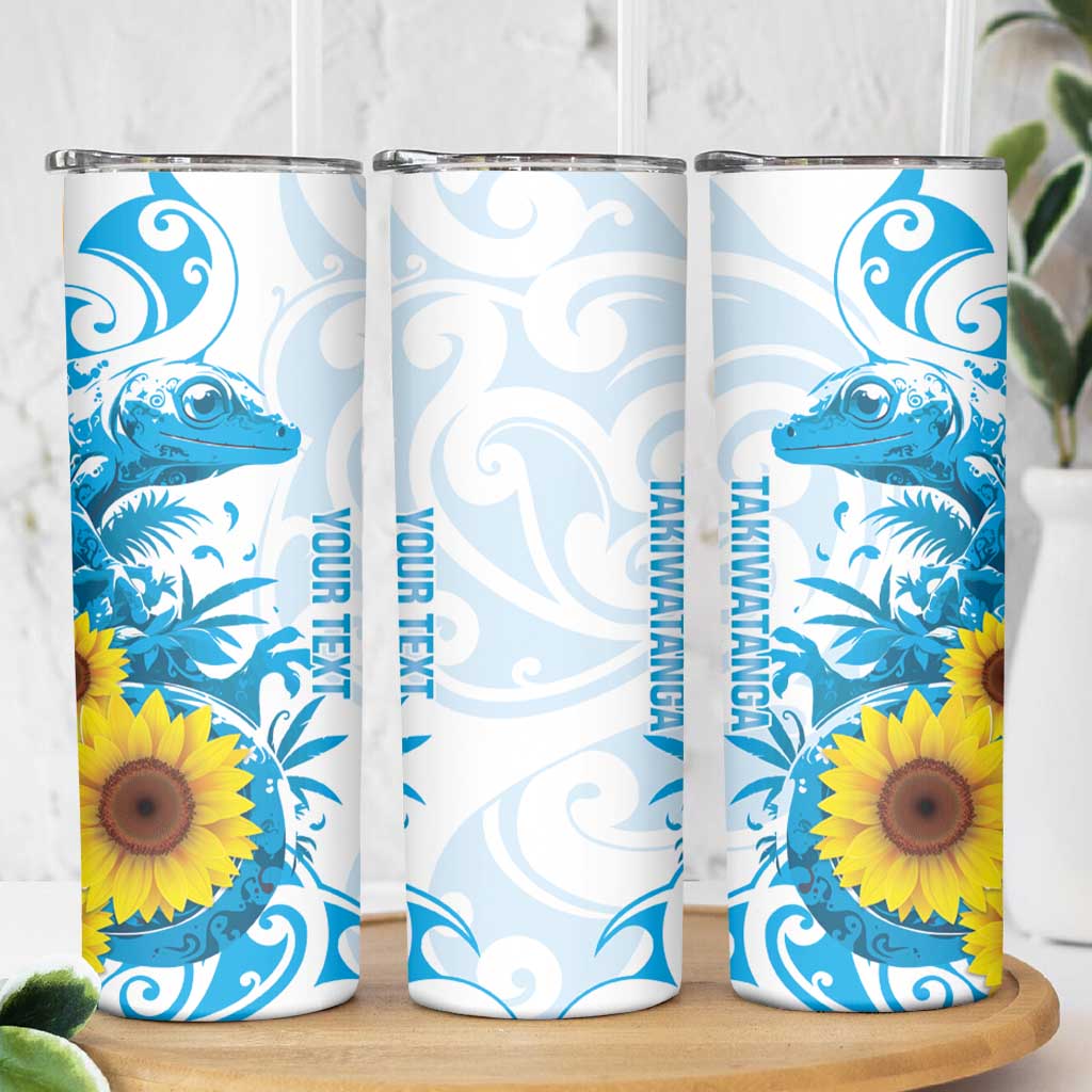 New Zealand Autism Awareness Month Skinny Tumbler Takiwatanga Maori Lizard With Sunflower
