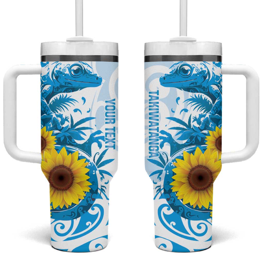 New Zealand Autism Awareness Month Tumbler With Handle Takiwatanga Maori Lizard With Sunflower