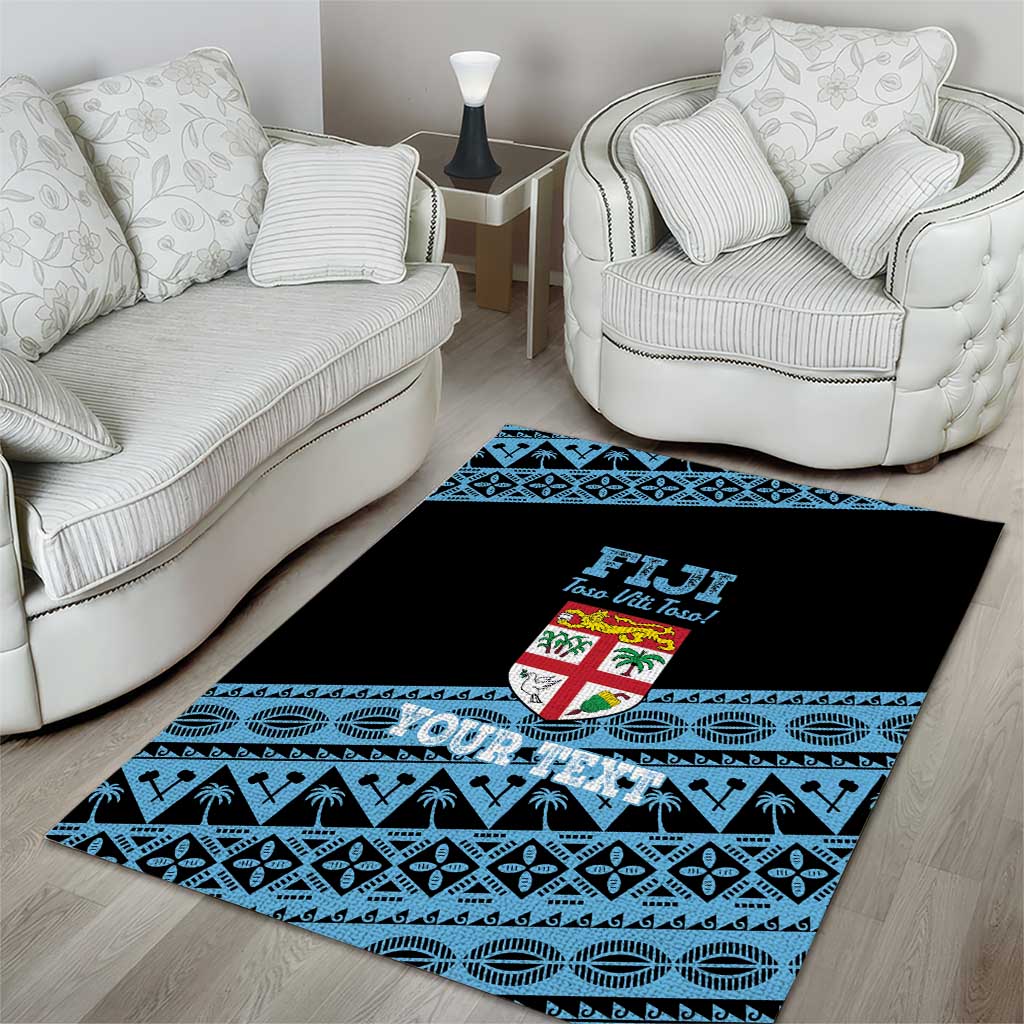 Fiji Rugby 2025 Custom Area Rug Fijian Tapa Toso Viti Toso - Black