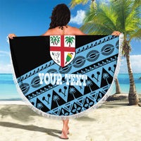 Fiji Rugby 2025 Custom Beach Blanket Fijian Tapa Toso Viti Toso - Black