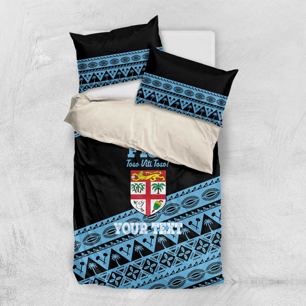 Fiji Rugby 2025 Custom Bedding Set Fijian Tapa Toso Viti Toso - Black
