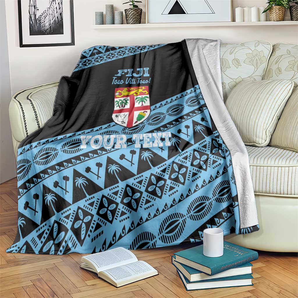 Fiji Rugby 2025 Custom Blanket Fijian Tapa Toso Viti Toso - Black
