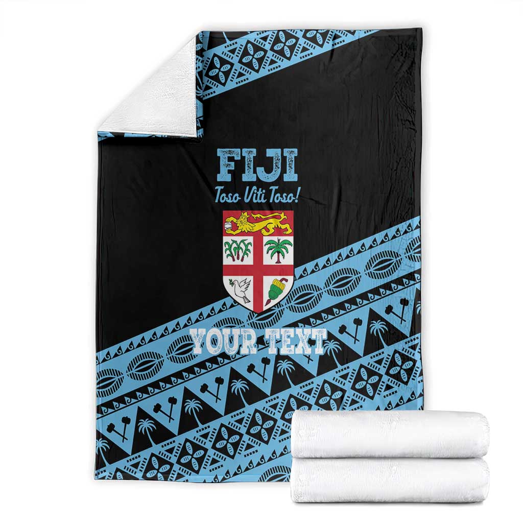 Fiji Rugby 2025 Custom Blanket Fijian Tapa Toso Viti Toso - Black