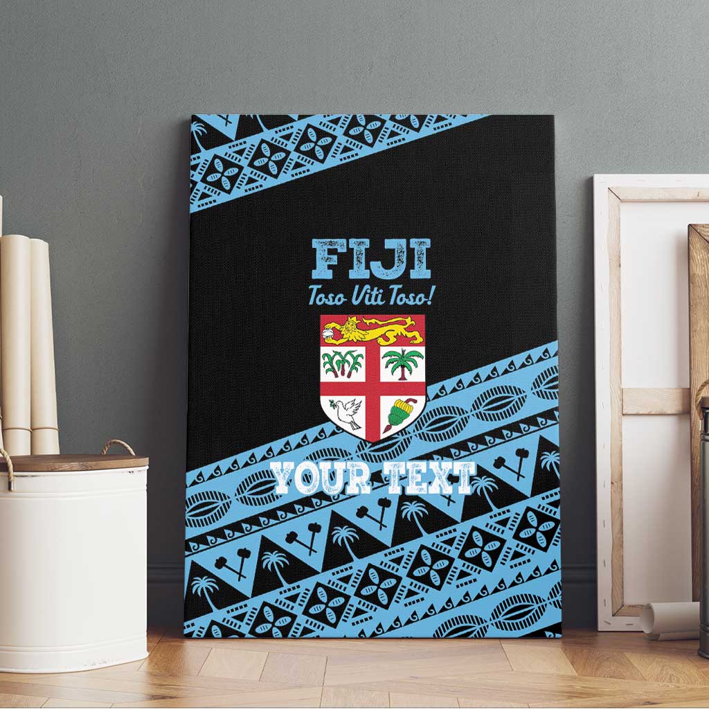 Fiji Rugby 2025 Custom Canvas Wall Art Fijian Tapa Toso Viti Toso - Black