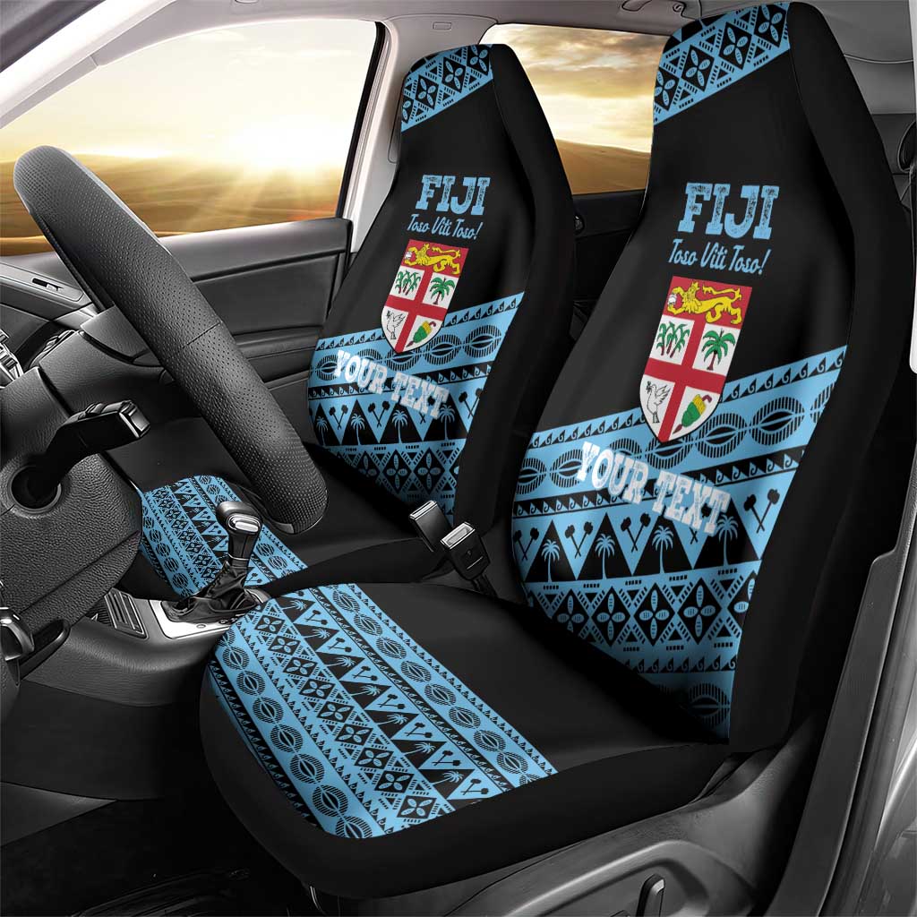 Fiji Rugby 2025 Custom Car Seat Cover Fijian Tapa Toso Viti Toso - Black
