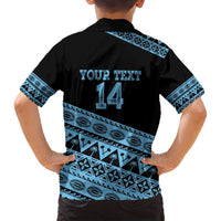 Fiji Rugby 2025 Custom Family Matching Long Sleeve Bodycon Dress and Hawaiian Shirt Fijian Tapa Toso Viti Toso - Black
