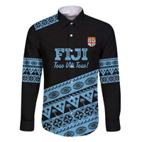 Fiji Rugby 2025 Custom Family Matching Off The Shoulder Long Sleeve Dress and Hawaiian Shirt Fijian Tapa Toso Viti Toso - Black