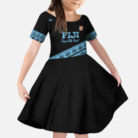 Fiji Rugby 2025 Custom Family Matching Summer Maxi Dress and Hawaiian Shirt Fijian Tapa Toso Viti Toso - Black